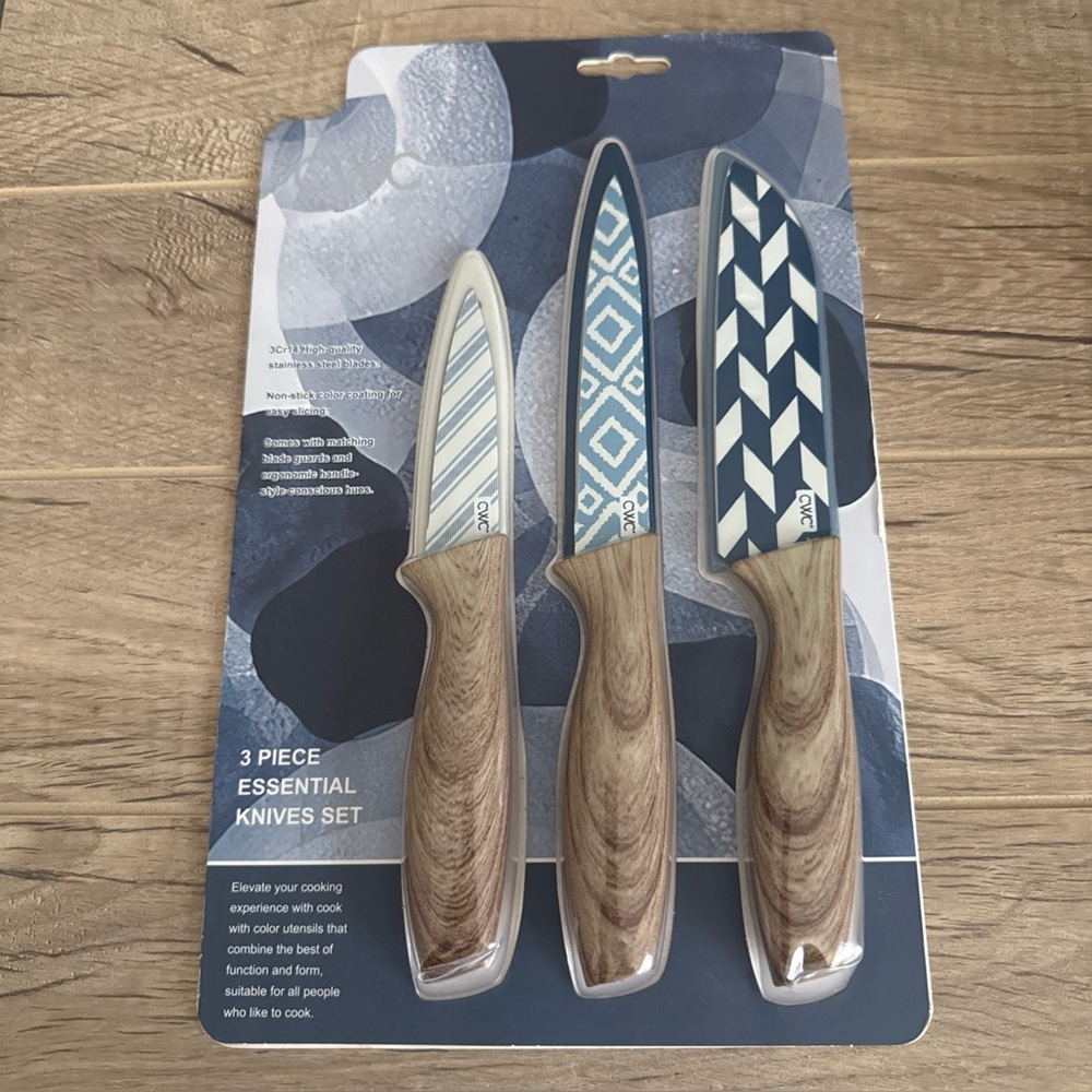 CWC COOK WITH COLOR 3 Piece Kitchen Knife Stainless Blade Set Aztec Western NEW